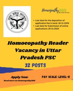 UPPSC 2025: 32 Reader Posts in Homoeopathy