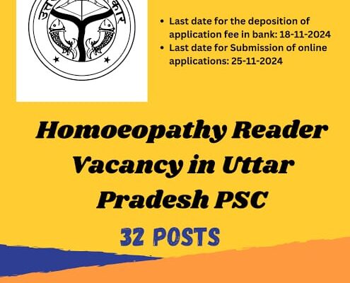 UPPSC 2025: 32 Reader Posts in Homoeopathy