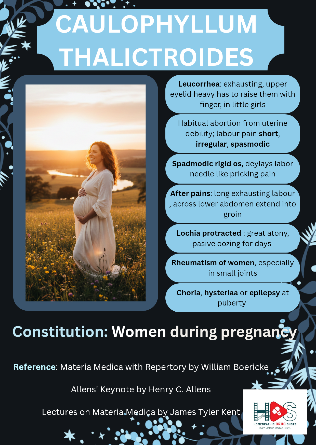 CAULOPHYLLUM THALICTROIDES; mnemonic and keynote for easy learning