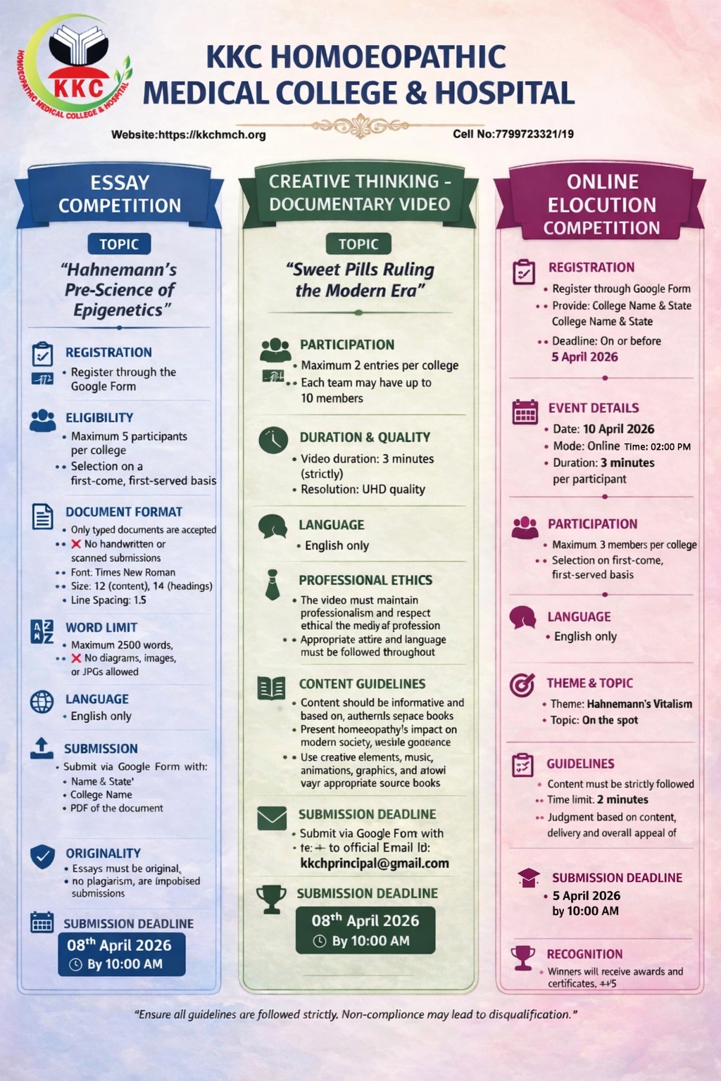 KKC National Level Homoeopathy Competitions 2026 | World Homoeopathic Day Event